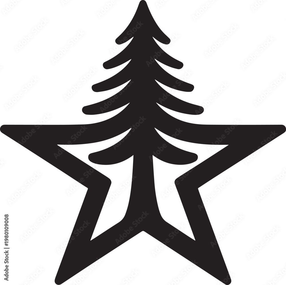 custom made wallpaper toronto digitalBlack star christmas tree symbol icon graphic illustration