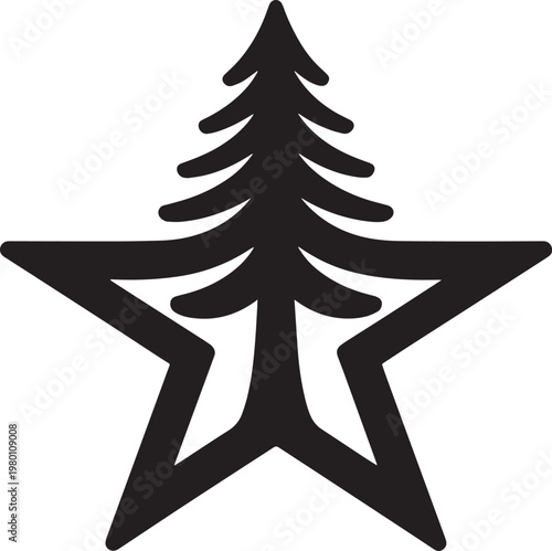 Wallpaper Mural Black star christmas tree symbol icon graphic illustration Torontodigital.ca