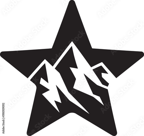 Wallpaper Mural Black star shape with white mountain range design on white background Torontodigital.ca