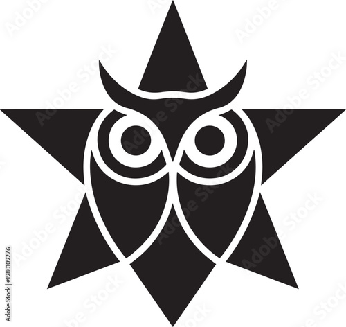 Wallpaper Mural Black owl face on star symbol vector graphic illustration Torontodigital.ca