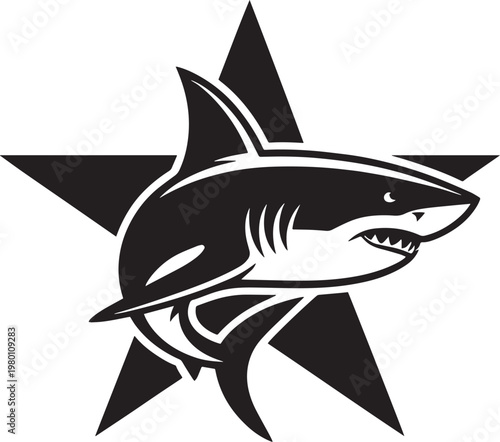 Wallpaper Mural Black shark illustration with star background aggressive marine animal graphic Torontodigital.ca