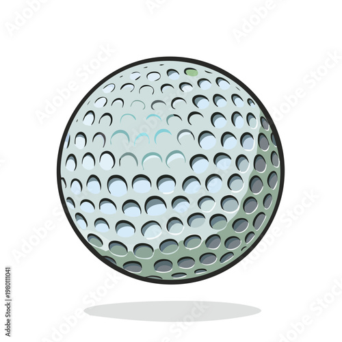 Close up detailed illustration of a textured dimpled white golf ball