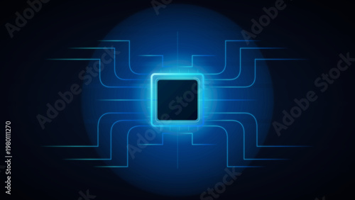 Abstract Circuit Board Technology Illustration With Digital Network Connections And Data Processing