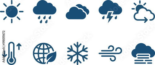 Weather forecast icons for various conditions