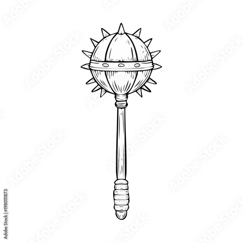 Medieval spiked mace weapon illustration historical armament