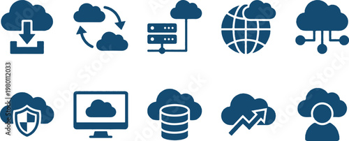 Cloud computing icons set