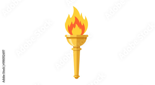 Golden Torch with Bright Flame - Symbol of Victory, Inspiration, and Progress