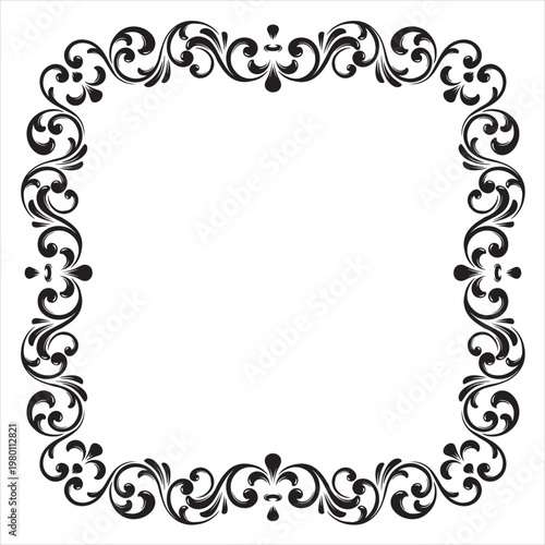 Elegant vintage ornamental floral decorative frame design