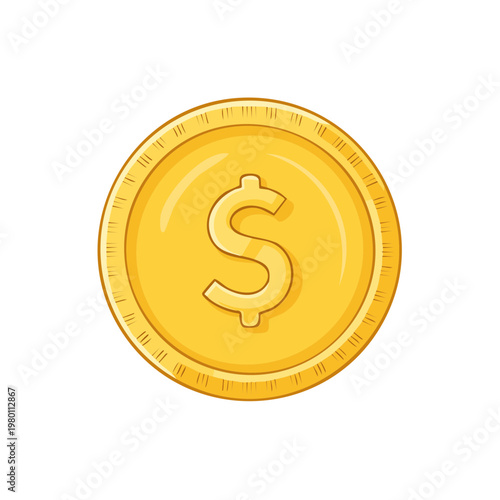 Golden Dollar Coin with Serrated Edge and Simple Design