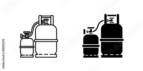 industrial gas cylinders and fuel storage tanks vector illustration flat design
