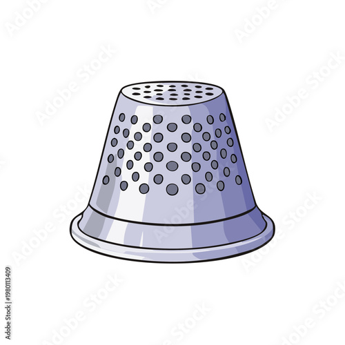 Metal thimble with small perforations for sewing and embroidery craft