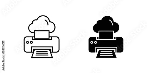 cloud printing service concept with two printers flat design vector illustration