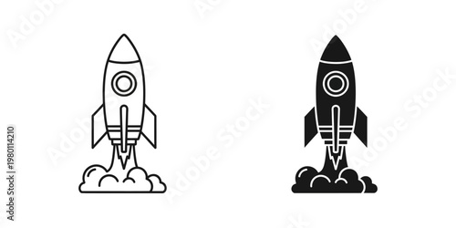 cartoon rocket ship launching into space flat design vector illustration