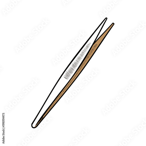 Sharp pointed precision tweezers with textured grip and clean outline vector illustration