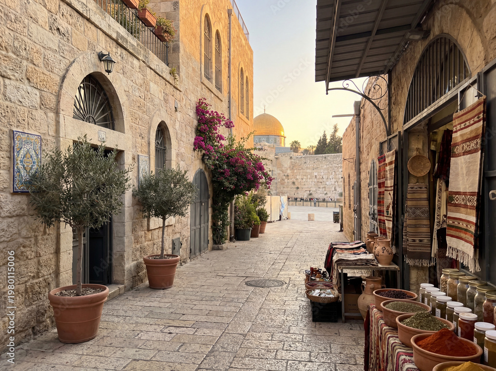 Obraz premium La culture israélienne avec architecture, traditions et vie quotidienne au Moyen-Orient