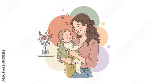 A loving mother holding her child on Mother's Day with love and care.