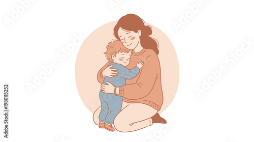 A mother lovingly hugs her child on Mother's Day, showing love and affection.
