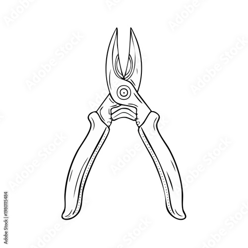 Wire cutters drawing illustration tool hardware cutting pliers for industrial work