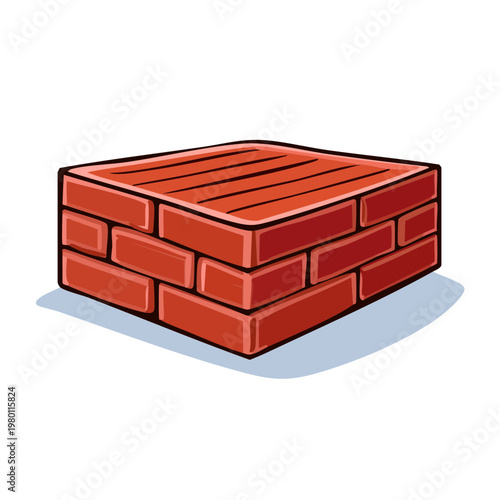 Illustration of a stack of red clay bricks for construction or building material
