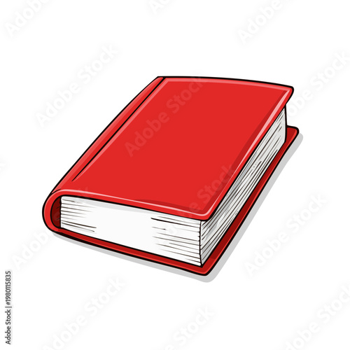 Closed Blank Red Book with White Pages and Spine