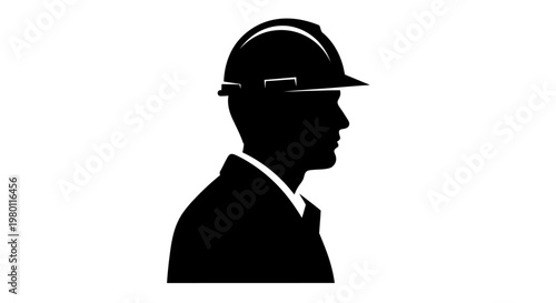 May Day Industrial worker, engineer, silhouette icon, hard hat, business professional Vector