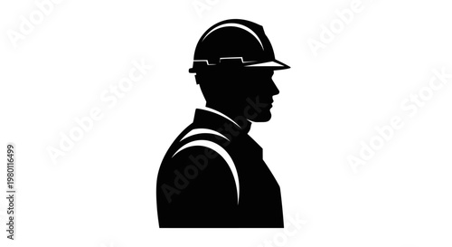 Quadro su tela May Day Construction worker, laborer, silhouette icon, black vector, hard hat Ve