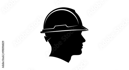 May Day Construction worker, hard hat, silhouette icon, industrial worker, laborer profile Vector