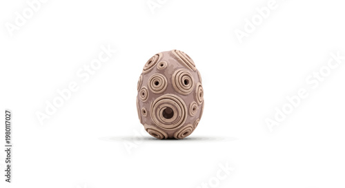 Detailed view of carved stone egg.