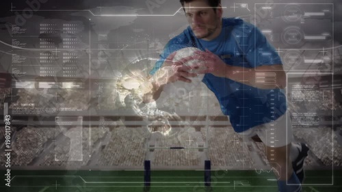 Animation of data processing over rugby player