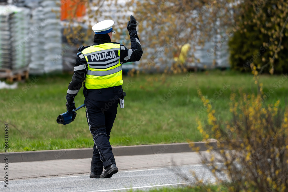 Fototapeta premium Policja- kontrola drogowa.