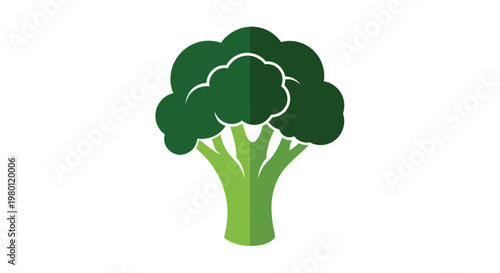 A vibrant green broccoli head depicted as a flat silhouette