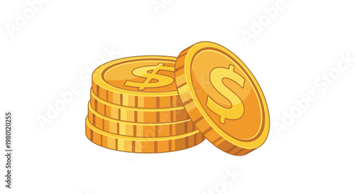 Stack of golden coins with a dollar sign vibrant illustration silhouette