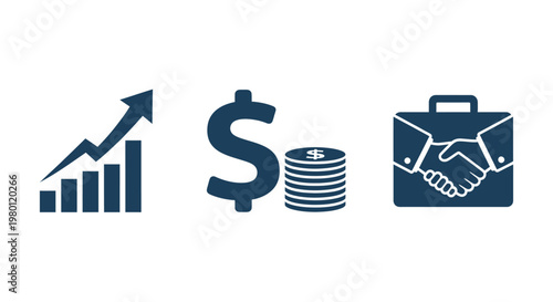 Business growth finance and partnership represented with a bold silhouette