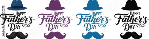 Father's day graphic collection hats shoes and calligraphy designs