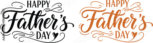 Happy father's day calligraphy black and watercolor versions for celebrations