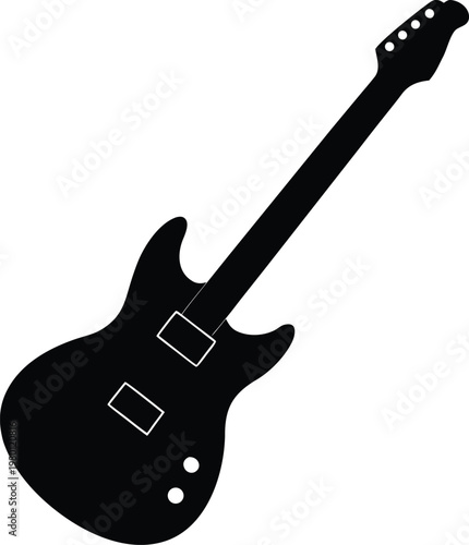 Black and white silhouette of an electric guitar with dual pickups