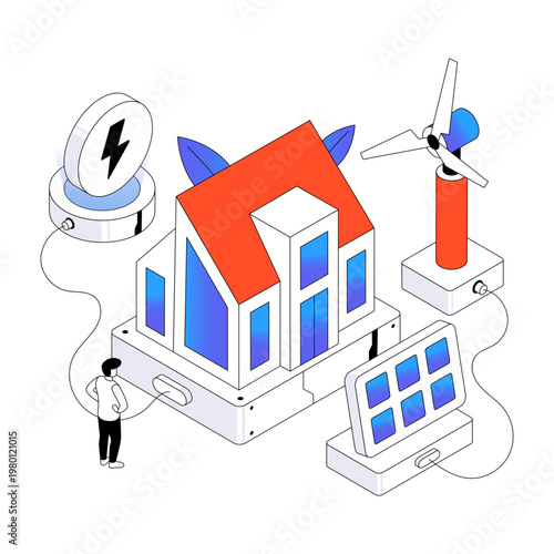 Vector design of eco home, isometric illustration