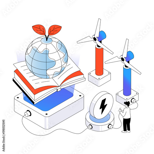 Editable design illustration of eco book