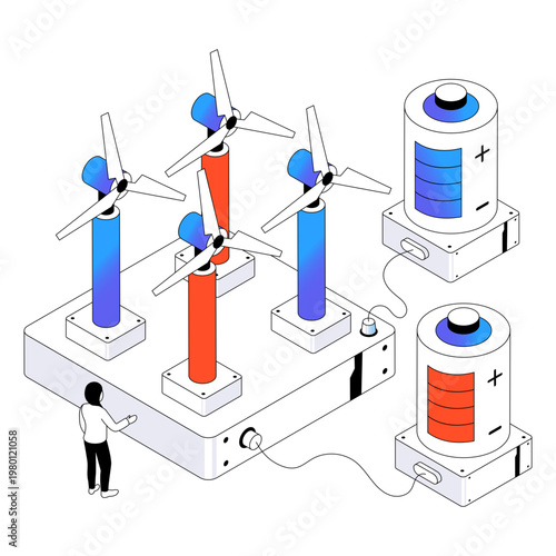 Wind energy illustration, editable vector