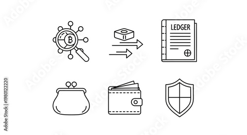Financial security icons and symbols.