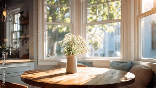 A cozy and romantic luxury rooftop balcony with comfortable wicker furniture, overlooking a stunning urban city skyline during a golden sunset with warm atmospheric lighting.
