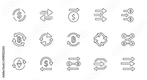 Money and finance symbol icons set.