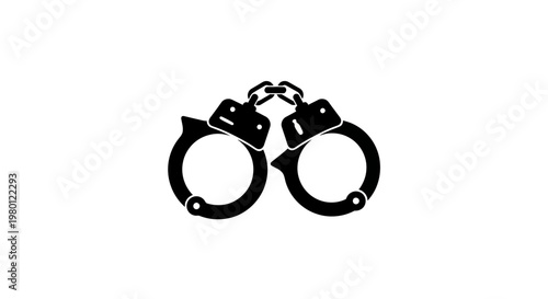 Black Handcuffs Icon Symbol on White Background - Crime and Justice Concept