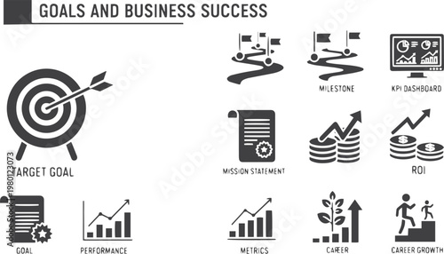 Goals and Business Success Solid Glyph Icon Collection