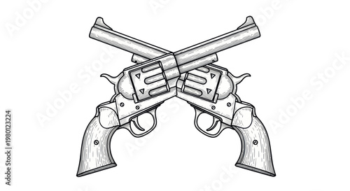 Crossed Old West Revolvers Illustration