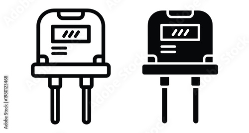 Electronic component light emitting diode led sensor icon set for circuit design engineering hardware technology semiconductor through hole part