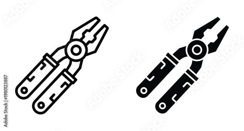 pliers hand tool icon set for repair maintenance construction hardware diy projects industrial equipment metal work professional technician utility instrument