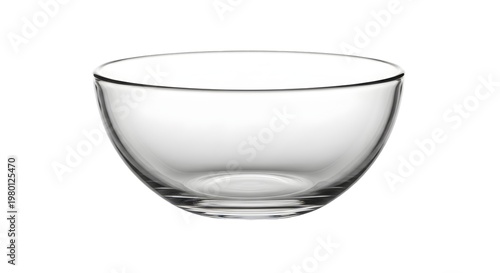 Clear glass bowl on white background transparent