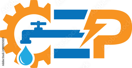Letter CEP electric with plumbing logo
