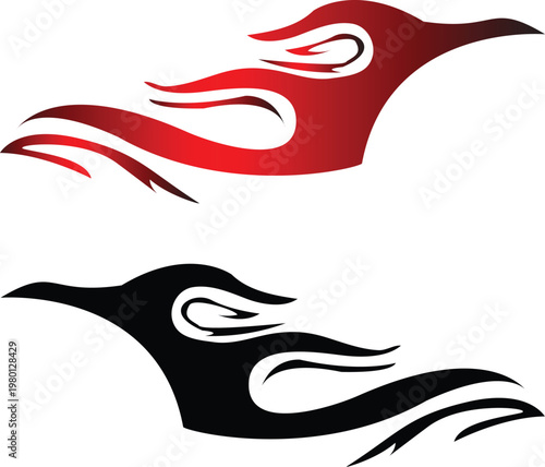 Tribal fire flame side car vinyl sticker decal vector illustration.